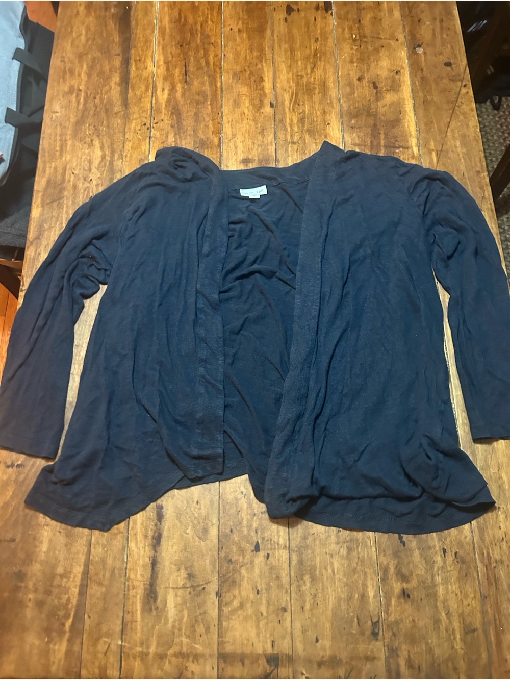 Women's Navy Open-Front Sweater Cardigan - Linen